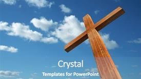  Presentation with jesus resurection - Beautiful PPT theme featuring almighty - 3d illustration conceptual wood cross backdrop and a teal colored foreground