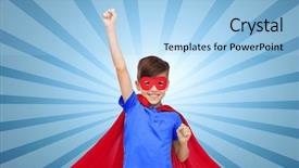  Presentation with hero mask - Slide deck enhanced with almighty - boy in red super hero background and a  colored foreground
