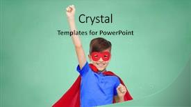  Presentation with laryngeal mask airway - Presentation theme consisting of almighty - boy in red superhero cape background and a seafoam green colored foreground