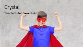  Presentation with hero mask - Colorful slides enhanced with almighty - carnival childhood power gesture backdrop and a light gray colored foreground