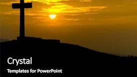  Presentation with mountain top - Beautiful presentation theme featuring almighty - cross silhouette in the top backdrop and a black colored foreground