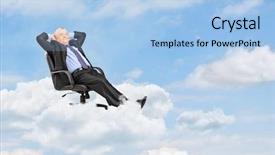  Presentation with floating - PPT layouts enhanced with almighty - mature businessman in suit resting background and a  colored foreground