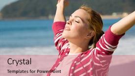  Presentation with spiritual - Presentation theme having almighty - spiritual woman with arms open background and a coral colored foreground