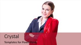  Presentation with superhero - Colorful PPT theme enhanced with almighty - superhero woman isolated on white backdrop and a crimson colored foreground