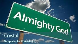  Presentation with god - Theme enhanced with almighty god road sign background and a ocean colored foreground