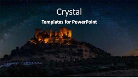  Presentation with castle - Presentation theme featuring almodovar-del-rio-castle background and a navy blue colored foreground