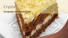  Presentation with white chocolate - PPT theme having almond-and-chocolate-cake-isolated background and a yellow colored foreground