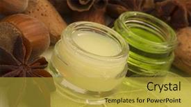  Presentation with cosmetics beauty cosmetic white - Colorful presentation theme enhanced with highlights important - close up of old english backdrop and a light gray colored foreground