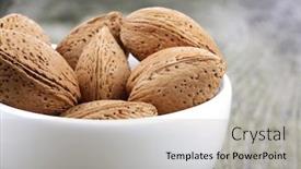  Presentation with almond - PPT theme with almond in shell - close-up background and a mint green colored foreground