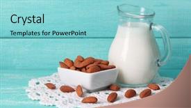  Presentation with almond milk - Presentation design featuring milk in jug with almonds background and a light blue colored foreground