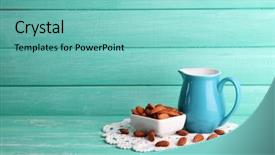  Presentation with almond - Presentation enhanced with almond milk in jug background and a seafoam green colored foreground