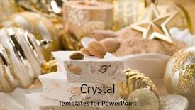  Presentation with christmas winter a table - Slides featuring almond nougat aver christmas table background and a coral colored foreground