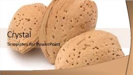  Presentation with nut - Audience pleasing slides consisting of almond nut in shell isolated on white background close up backdrop and a coral colored foreground