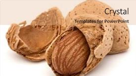  Presentation with nut - Slide deck consisting of almond nut in shell and shelled isolated on white background close up background and a coral colored foreground