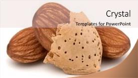  Presentation with nut - Slide deck enhanced with almond nut in shell and shelled isolated on white background close up background and a lemonade colored foreground