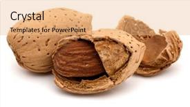  Presentation with nut - Audience pleasing PPT theme consisting of almond nut in shell and shelled isolated on white background close up backdrop and a coral colored foreground