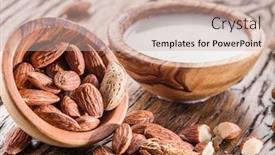  Presentation with almond milk - Slide set having almond-nuts-and-milk background and a soft green colored foreground