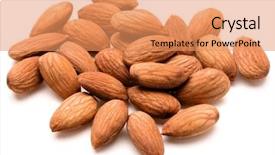  Presentation with dried fruits seeds nuts - Audience pleasing presentation consisting of almond nuts isolated on white backdrop and a coral colored foreground