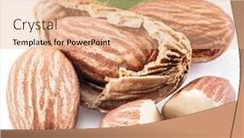  Presentation with paths - Slide deck with almond nuts with leaves on a white background file contains clipping paths background and a coral colored foreground