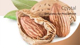  Presentation with paths - Presentation theme with almond nuts with leaves on a white background file contains clipping paths background and a coral colored foreground