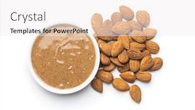  Presentation with almond - Audience pleasing PPT layouts consisting of almond-spread-almonds-and-butter backdrop and a white colored foreground