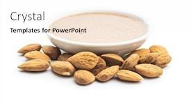  Presentation with almond - Slide deck featuring almond-spread-almonds-and-butter background and a sky blue colored foreground