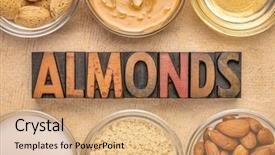  Presentation with almond milk - Presentation consisting of almond super foods nuts background and a coral colored foreground
