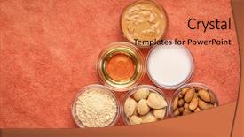  Presentation with nuts milk - Audience pleasing presentation design consisting of almond super foods nuts backdrop and a coral colored foreground