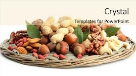  Presentation with nuts - Cool new presentation design with almonds cashews - assortment of tasty nuts isolated backdrop and a lemonade colored foreground