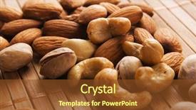  Presentation with almond - Slides having almonds cashews - cashew almond and pistachios macro background and a tawny brown colored foreground