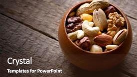  Presentation with nuts and dried fruits - Presentation theme enhanced with almonds cashews - dried mixed nuts in wooden background and a tawny brown colored foreground