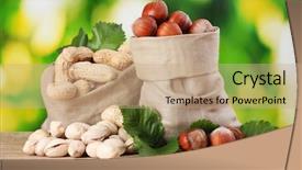  Presentation with nuts - Audience pleasing slides consisting of almonds cashews - many nuts in bags backdrop and a coral colored foreground