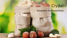 Presentation with nuts - Amazing PPT theme having almonds cashews - many nuts in bags backdrop and a soft green colored foreground