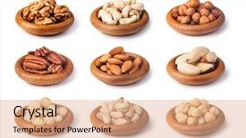  Presentation with nuts - Colorful PPT layouts enhanced with almonds cashews - nuts collection isolated backdrop and a coral colored foreground