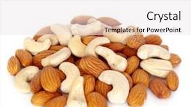  Presentation with isolated paw prints over white - Cool new theme with almonds cashews - pile of cashew and almond backdrop and a sky blue colored foreground