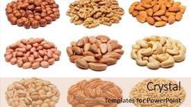  Presentation with nuts - PPT layouts with almonds cashews - set of various nuts isolated background and a coral colored foreground