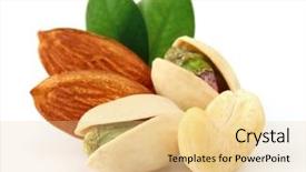  Presentation with sweet - Amazing presentation having almonds cashews - sweet nuts with leaves backdrop and a lemonade colored foreground