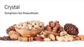  Presentation with dry fruits and nuts - Theme featuring almonds cashews - various nuts isolated on white background and a white colored foreground