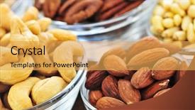 Presentation with almonds - PPT theme consisting of almonds cashews pistachio and pine background and a  colored foreground