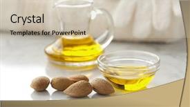  Presentation with almond - Presentation design with almonds for cosmetic use background and a soft green colored foreground