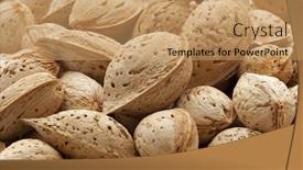  Presentation with almonds - Theme consisting of almonds-in-the-pod-full background and a coral colored foreground