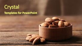  Presentation with almonds - Presentation featuring almonds in the wooden bowl background and a tawny brown colored foreground