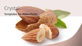  Presentation with almonds - Beautiful presentation design featuring almonds-kernel-with-leaf backdrop and a soft green colored foreground