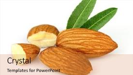  Presentation with almonds - Cool new PPT theme with almonds kernel with leaves backdrop and a gold colored foreground