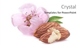  Presentation with almonds - Slides with almonds-kernel-with-pink-flower background and a white colored foreground