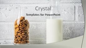  Presentation with nuts milk - PPT theme featuring almonds-nuts-and-almond-milk background and a light gray colored foreground