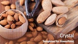  Presentation with almonds - Audience pleasing PPT theme consisting of almonds nuts on a wooden backdrop and a tawny brown colored foreground