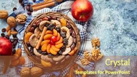  Presentation with nuts - PPT theme having almonds walnuts apricots plums fig background and a red colored foreground