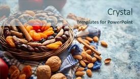 Presentation with dried fruits seeds nuts walnuts - Slides enhanced with almonds walnuts apricots plums fig background and a lemonade colored foreground