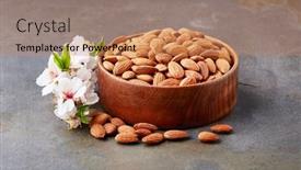  Presentation with almonds - Slide deck with almonds-with-bloosom-twig background and a coral colored foreground